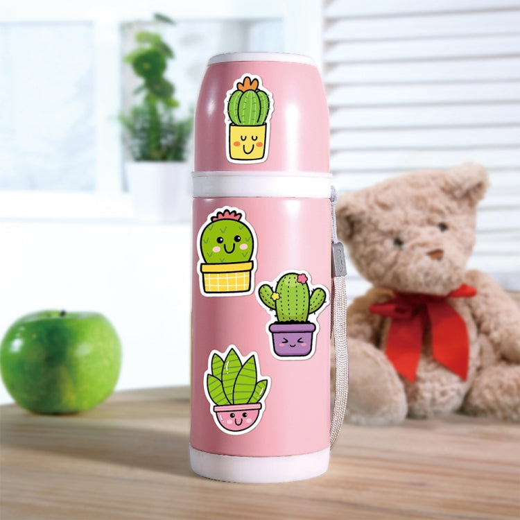 3 Sets 50PCS/Set Cartoon Cactus DIY Handbook Decorative Stickers Floral Laptop Waterproof Sticker