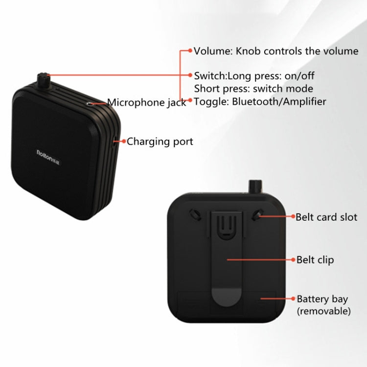 Rolton K600 7.4V Bluetooth Wirelss Audio Speaker Megaphone Voice Amplifier With Transmitter