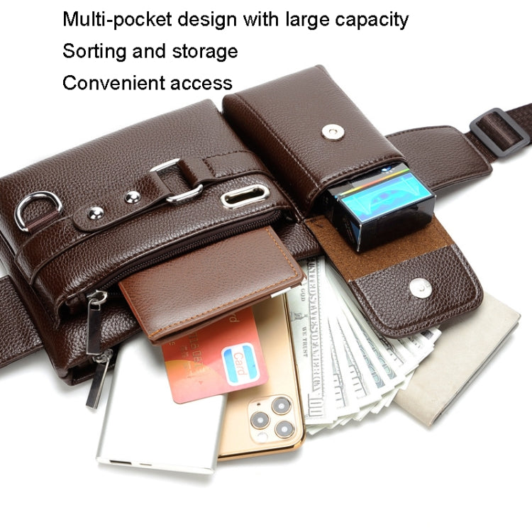 WEIXIER 8117 Men Sports Waist Bag Multi-Function Outdoor PU Bag, 8117 Black, 8117 Brown