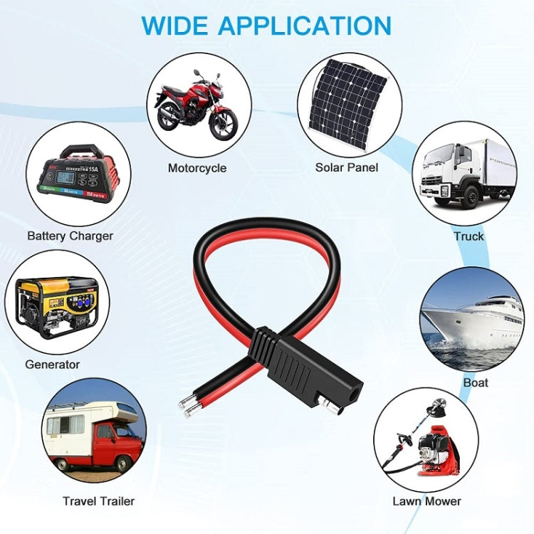 2pcs 20A Solar Car Battery SAE Power Extension Cable