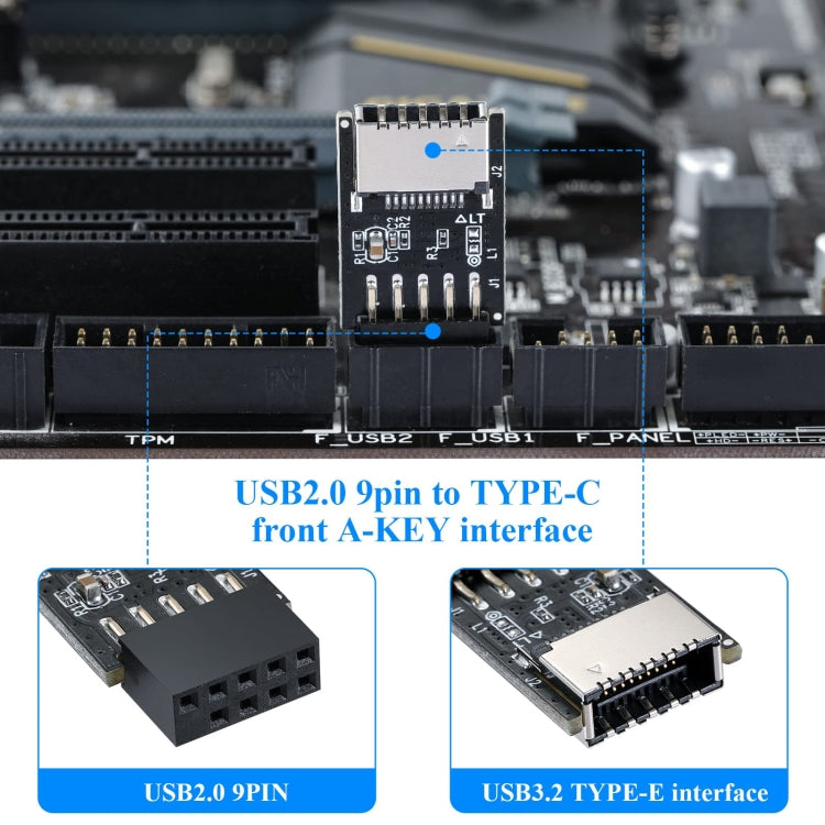 USB 2.0 Front Panel Header USB 9pin To USB 2.0 Type-E Internal Adapter