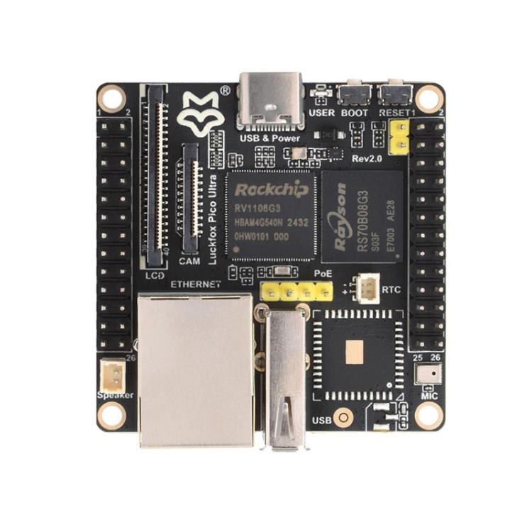 Luckfox Pico Ultra B RV1106G2 0.5TOPS Micro Linux Development Board Integrated Processor Without Wi-Fi/PoE, Without Screen, 480x480 Touch Screen, 720x720 Touch Screen