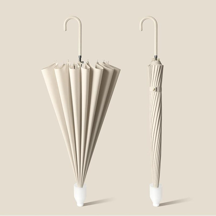 16 Bone Automatic Long Handle Double Sunny And Rain Dual Use Umbrella, With Waterproof Cover Beige, With Waterproof Cover Black, With Waterproof Cover Purple, With Waterproof Cover Green, With Waterproof Cover White, With Waterproof Cover Matcha