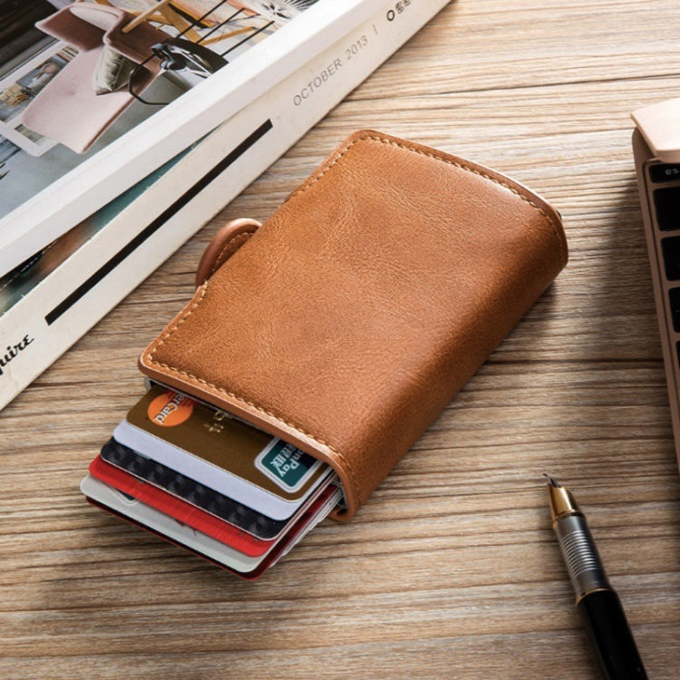 Automatic Pop-up Card Holder Metal Card Box RFID Credit Card Bank Card Box Wallet, GS-AL003 Brown, GS-AL003 Red, GS-AL003 Blue, GS-AL003 Black, GS-AL003 Coffee