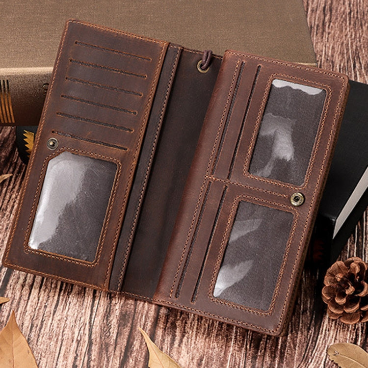 HUMERPAUL RFID Large Capacity Leather Wallet Long Men Pump Mobile Phone