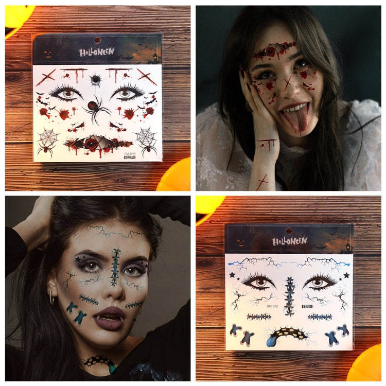 10pcs Halloween Scar Waterproof Tattoo Sticker Simulated Face Horror Stickers
