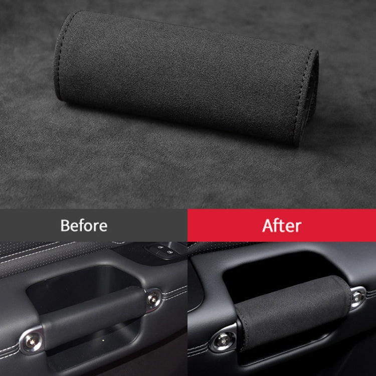 1pair Car Door Handle Decorative Anti-Scratch Cover Car Slippery Leather Inner Door Handle Protective Cover