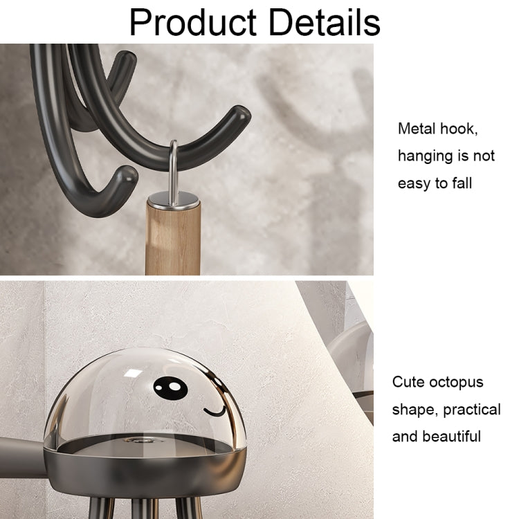 Multifunctional Six-claw 360-degree Rotating Hook Rack Kitchen Storage Seamless Punch-free Hooks