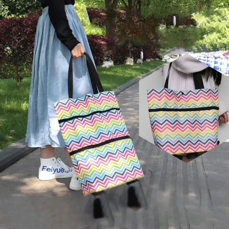 2 In 1 Oxford Cloth Shopping Bag Foldable Shopping Trolley Cart