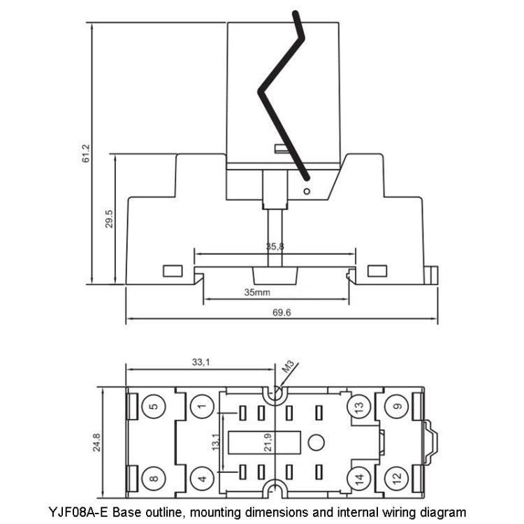YIJIA YJ2N-GS 8-Pin 2 Way Small Electromagnetic Relay