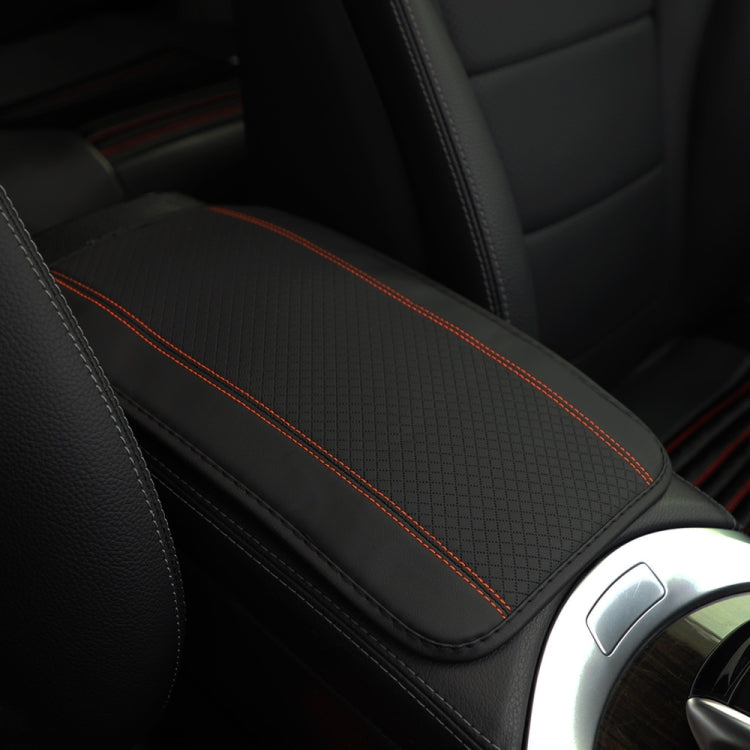 Car Center Console Cover Mat Fiber Leather Embossed Double Line Armrest Cover