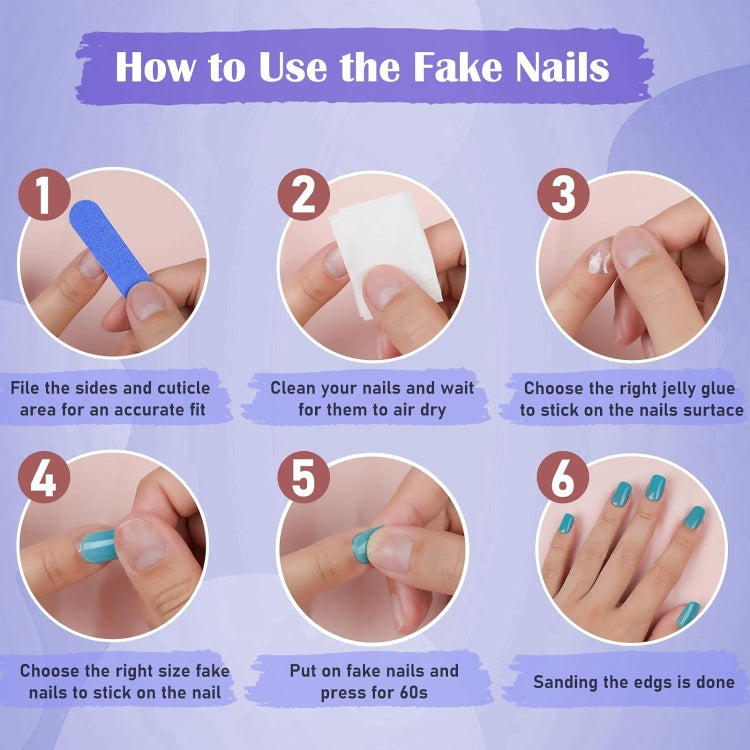 24pcs /Box Press On Nails Dark Star and Moon Series False Nails Mid-Length Ballet Nails