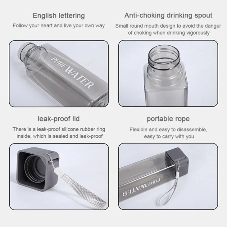 Simple Square Mug Portable Leak-Proof Plastic Cup Sports Camping Bottle