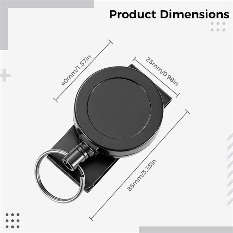360 Degree Rotatable Heavy Duty Retractable Keychain with Belt Clip, ABS Material, Metal Material
