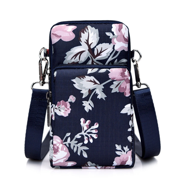 Printed Crossbody Mobile Phone Bag Mini Wallet With Arm Band, Deep Blue Rose, Dark Blue Peony, Black Flower, Blue Printing, Rural Flower, Brown Printing, Aquarius, Black Flower1, Heart, Animal Park, Square Dot, Pink Holiday, Scenery, Blue Leaf, Star