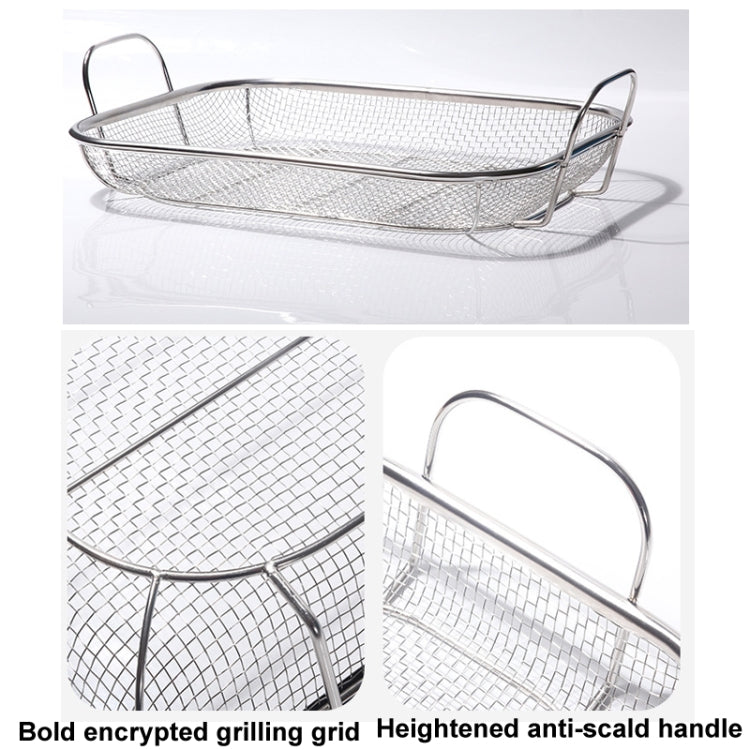 Stainless Steel Square BBQ Basket Heightened Handle Anti-scalding Grill Basket