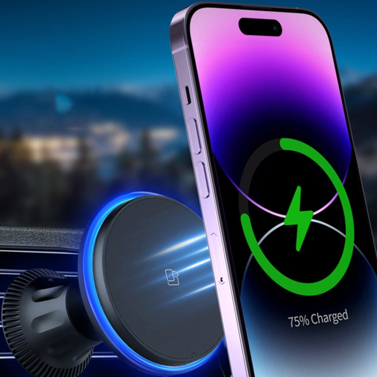 Car Magnetic Wireless Charging Cell Phone Holder With Ambient Light