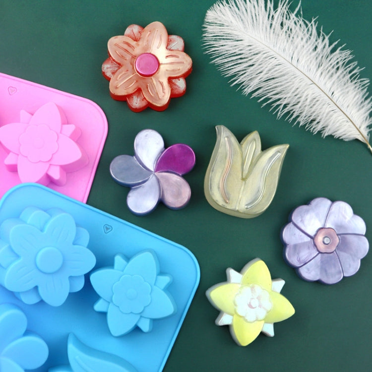 6 Grids Flower Silicone Baking Cake Molds DIY Handmade Soap Mould
