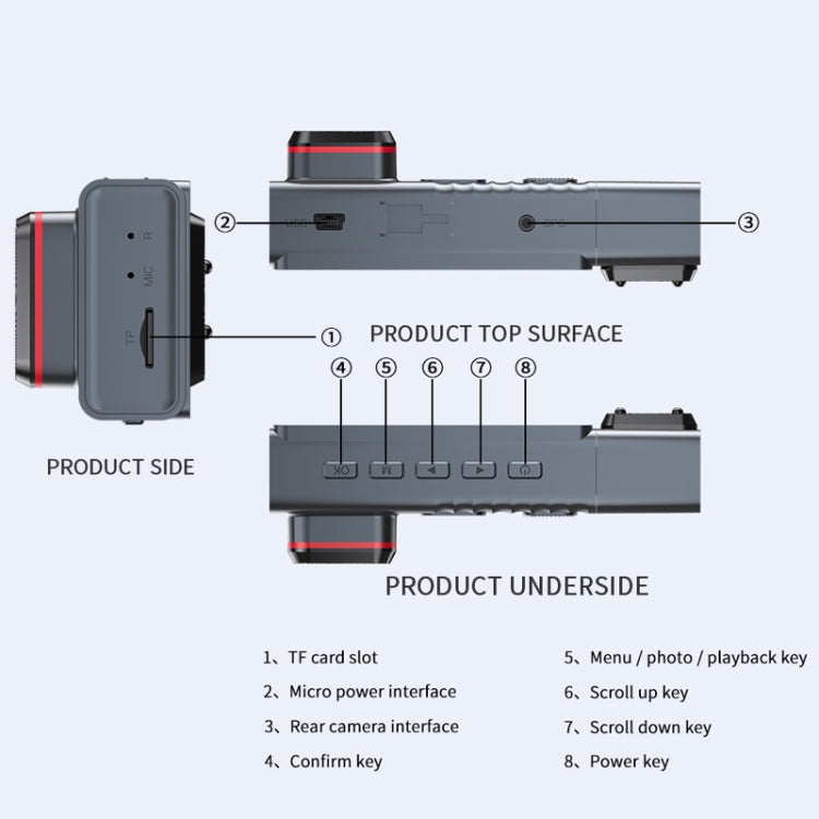 3 Camera Lens 3-inch IPS Screen WiFi Car Dash Cam 1080P Night Vision Dash Camera for Cars