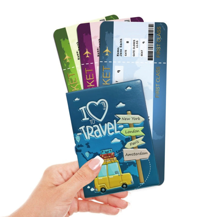 A0341 Cartoon Map Passport Cover Couple Travel Passport Holder