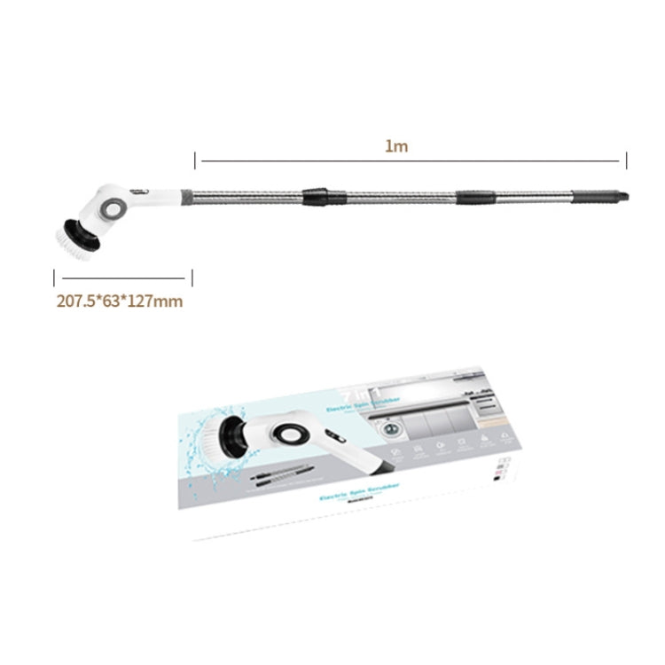 7 In 1 Electric Spin Scrubber Rechargeable Waterproof Floor Clean Bush with 23.6 Inch Adjustable Handle