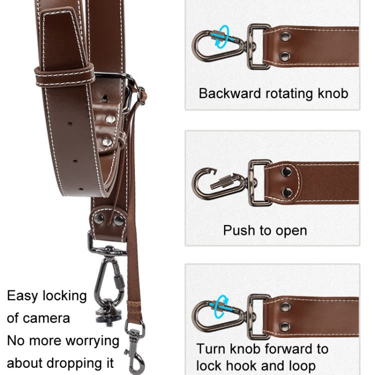 Cwatcun H90 Dual Camera Leather Strap Adjustable Multi-functional Convenient Camera Shoulder Strap
