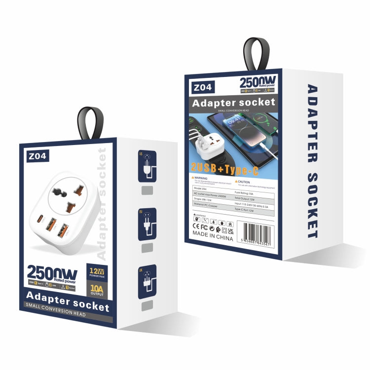 Universal Converter Plug 2USB+Type-C Smart Converter Socket