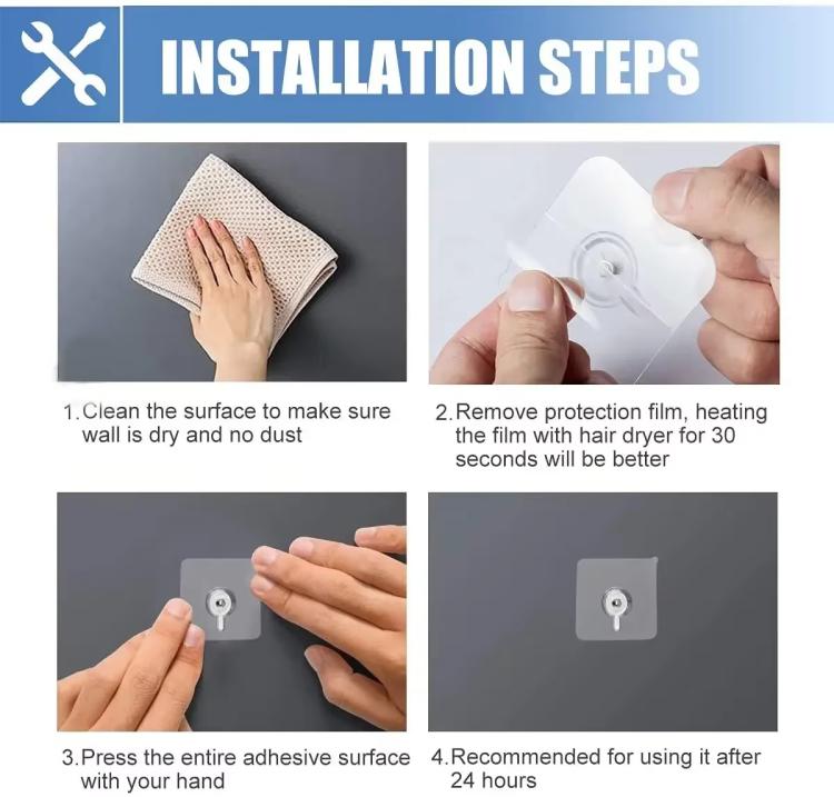 10pcs /Pack Transparent Seamless Strong Adhesive Screw Hooks Nail Free Photo Frame Wall Hook