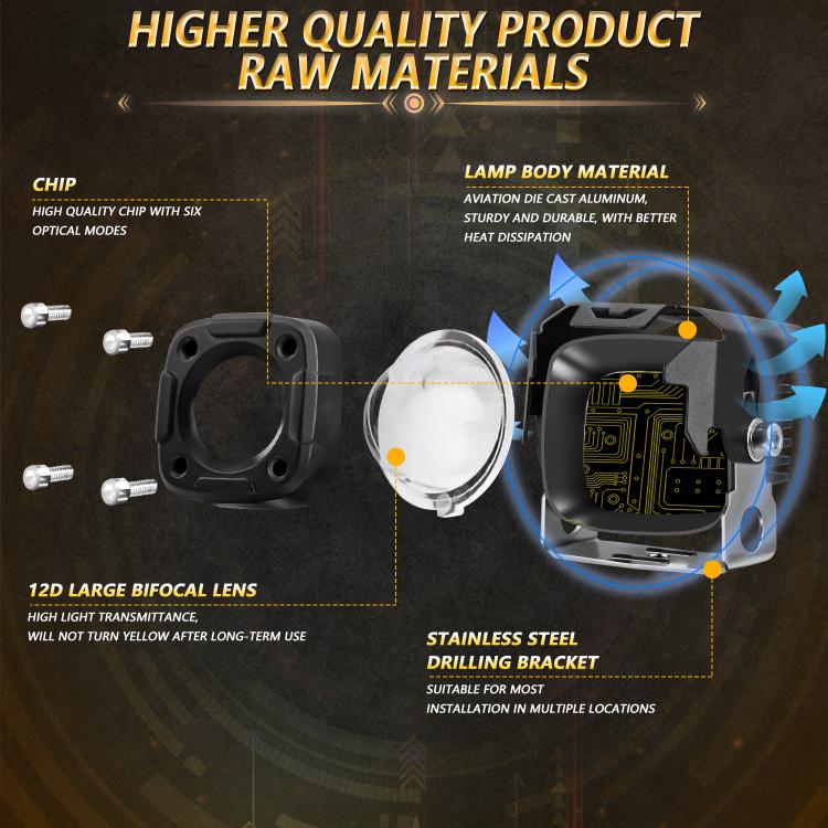 Motorcycle Spotlight Strobe 6 Modes With Control Cable Set