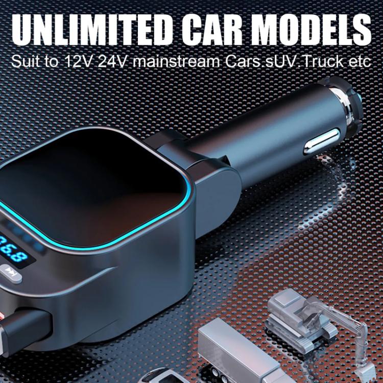 Dual Retractable Cable Car Charger Automobile Bluetooth MP3 Player