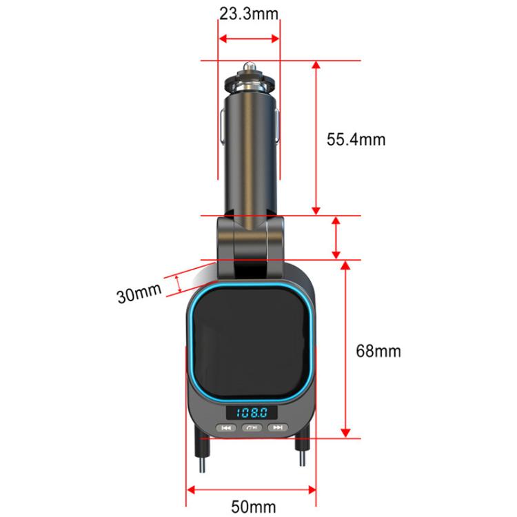 Dual Retractable Cable Car Charger Automobile Bluetooth MP3 Player