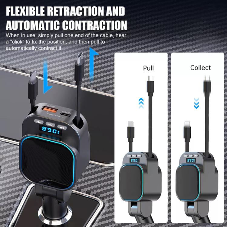 Dual Retractable Cable Car Charger Automobile Bluetooth MP3 Player