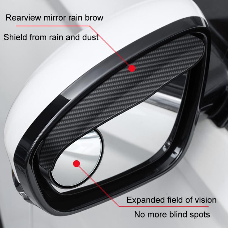 Car Mirror Reversing Shield Rain Brow 2 In 1 Carbon Fiber Reflective Auxiliary Mirror Cover