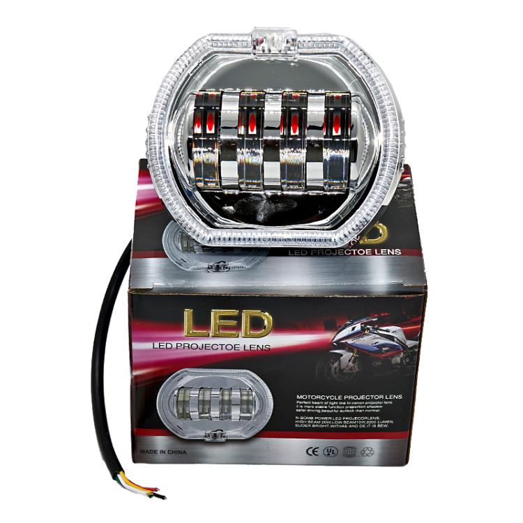 Motorcycle Electric Vehicle General Modification LED Headlight 4 Beads Double Lens Lamps