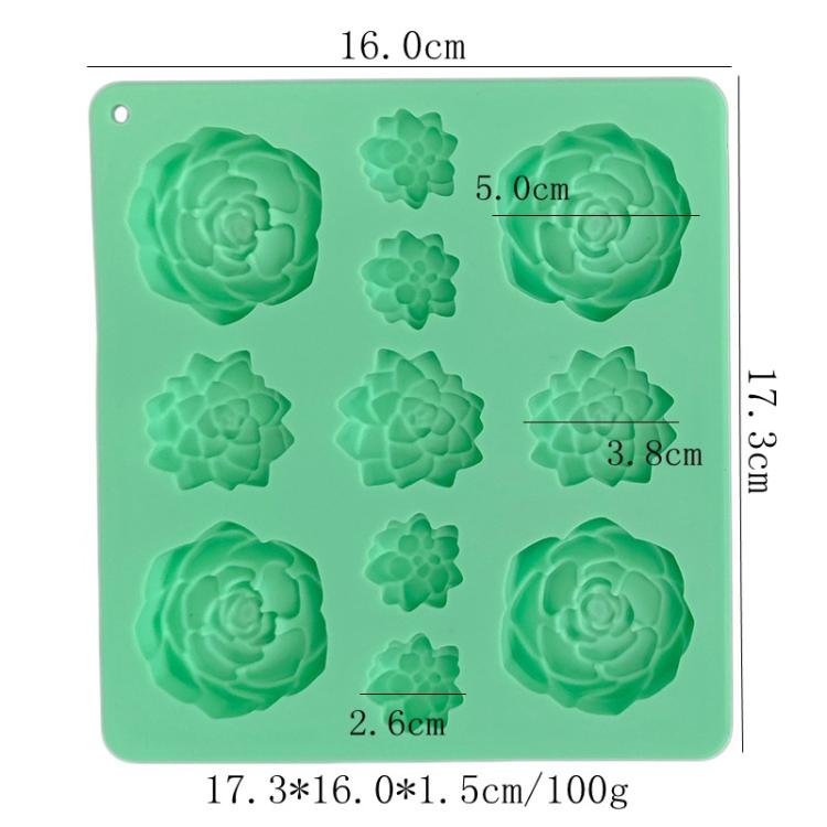 11-Cavity Succulent-Shaped Silicone Chocolate Cookie Mold Fondant Cake Baking Mold