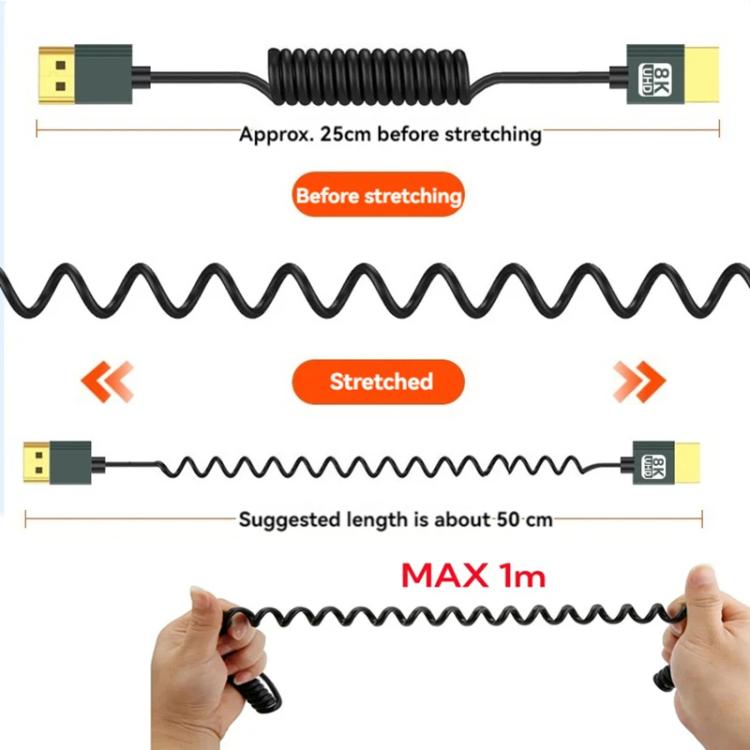 8K 60HZ HDMI 2.1 Spring Cable 0.5m Length