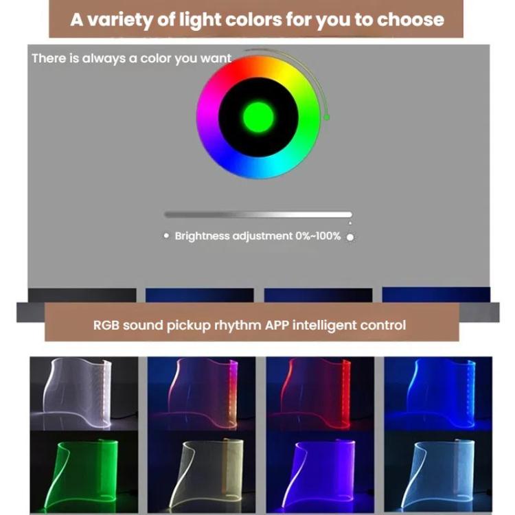LED Light Guide Acrylic Ambient Desk Lamp Gaming Room Bedroom USB Pickups Rhythmic RGB Novelty Lamps