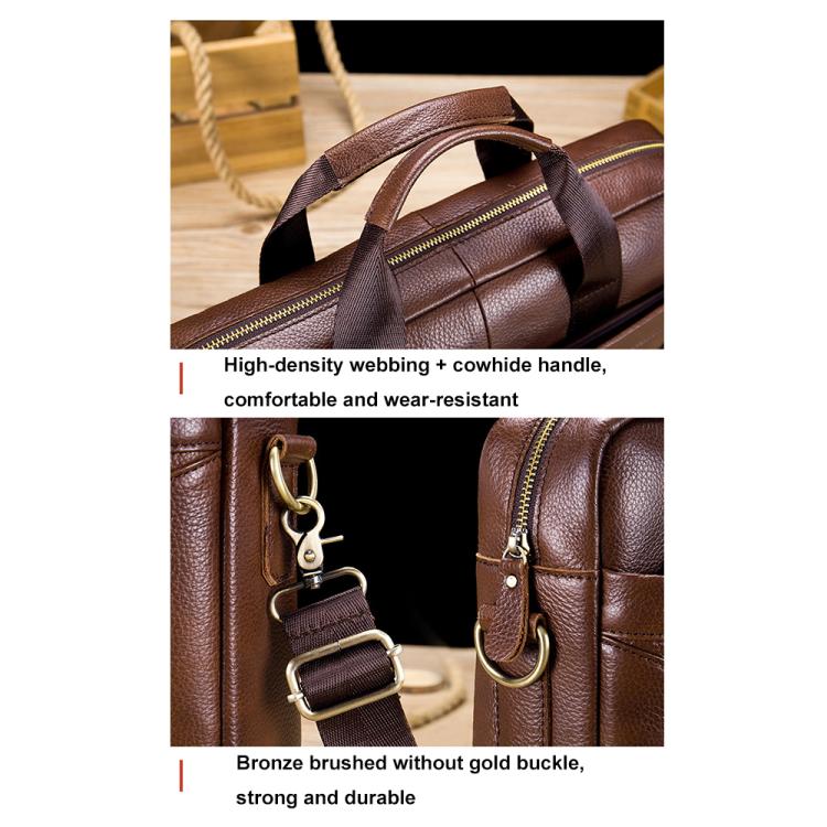 BULL CAPTAIN 048 Large Capacity Retro Business Top Layer Cowhide Hand-held Briefcase