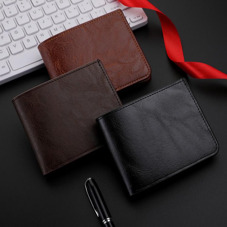 Men Leather Wallet Can Put Driver License Leather Short Money Clip Purse
