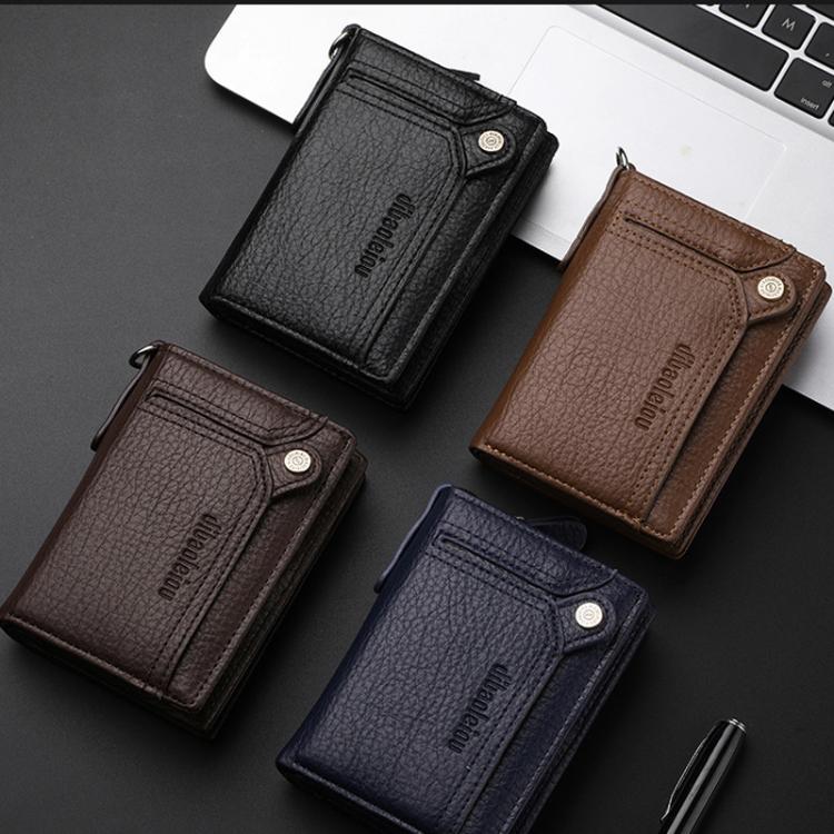 Dibaoleiou Men Anti-Theft Chain Wallet Retro Money Purse Driver License Card Bag Zipper Coin Purse