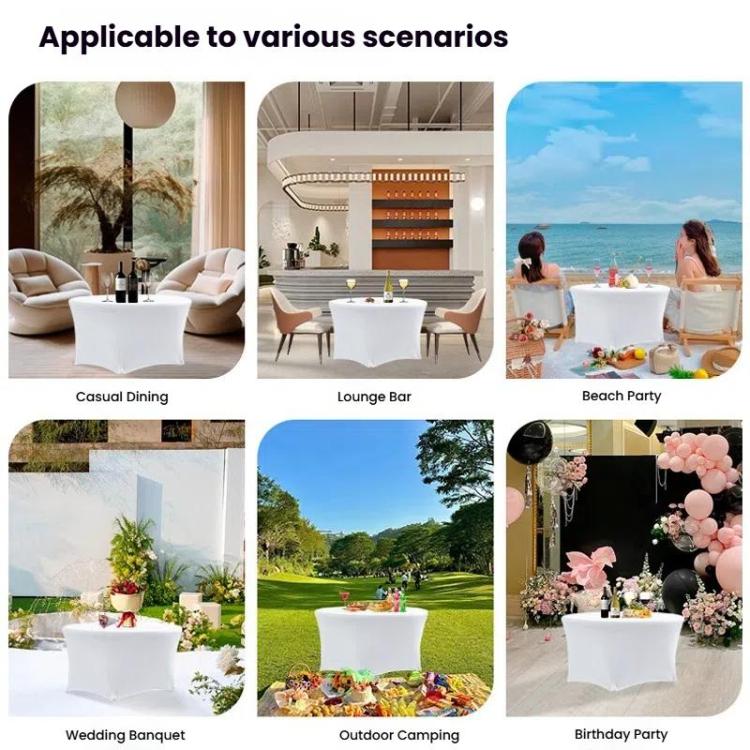Simple Modern Stretch Round Table Cover Hotel Wedding Banquet Four Corners Large Round Table Cover