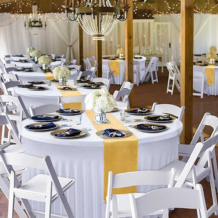 Polyester Elastic Tablecloth Cover Wedding Banquet Party Decoration Round Table Skirt Office Tablecloth, 6FT
