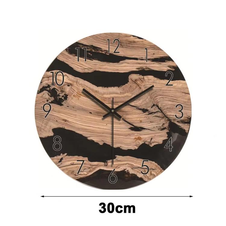 12-inch Imitation Wood Grain Texture Decorative Wall Clock Silent Quartz Clock Holiday Gift