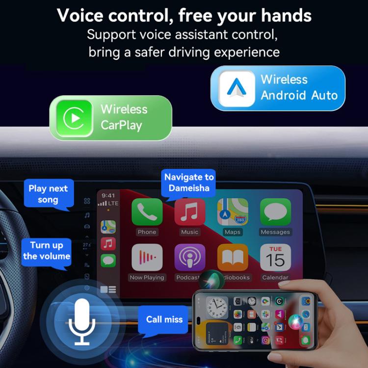 Car Wired Dual-port CarPlay/Android 2 in 1 Converts To Wireless Box