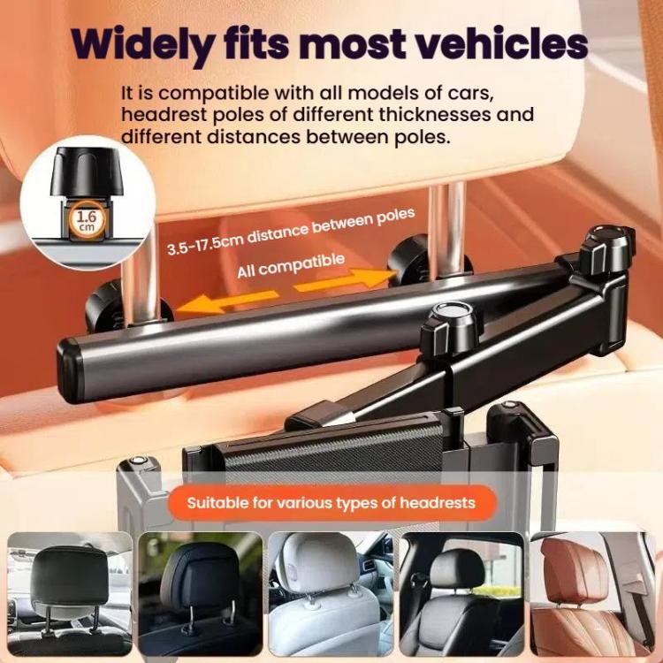 Telescopic Car Rear Pillow Phone Tablet Holder 2-section Folding Headrest Bracket