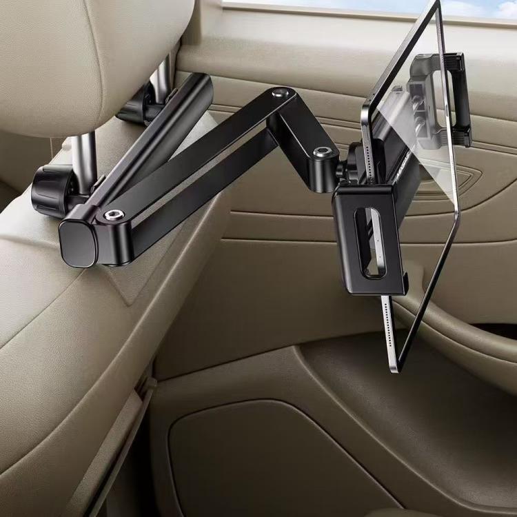 Telescopic Car Rear Pillow Phone Tablet Holder 3-Section Folding Headrest Bracket