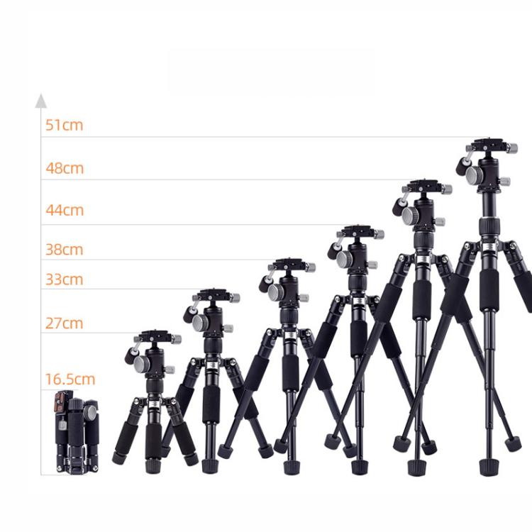 XILETU FM5C-MINI Adjustable 16.5-51cm Aluminum Tripod with 26mm Ball Head 6kg Load Capacity for 360-degree Panoramic Shooting
