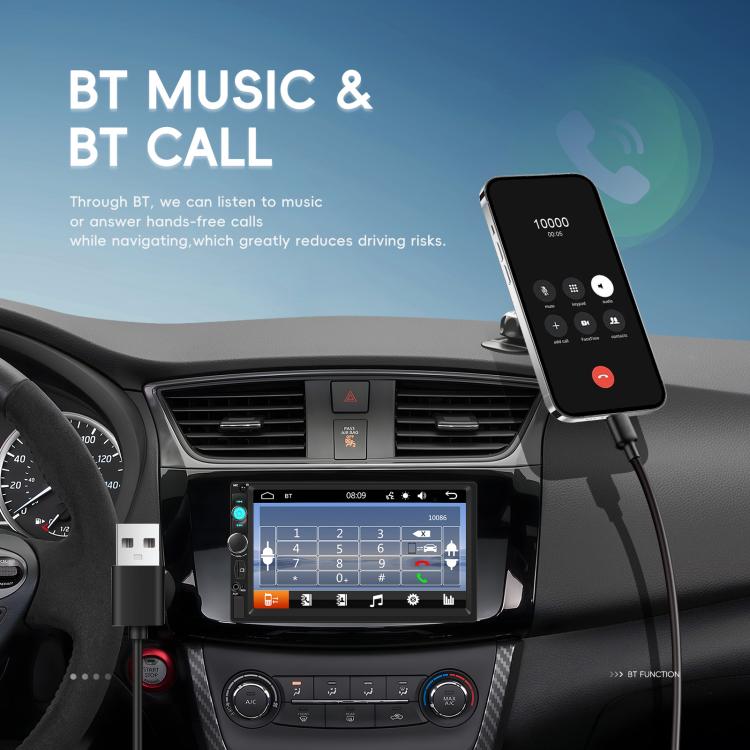 7 Inch Wired Carplay Dual Butt MP5 Player Bluetooth Big Screen Car Center Control
