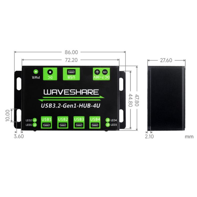 4 Way USB 3.2 Hub 1 To 4 Metal Case Extender