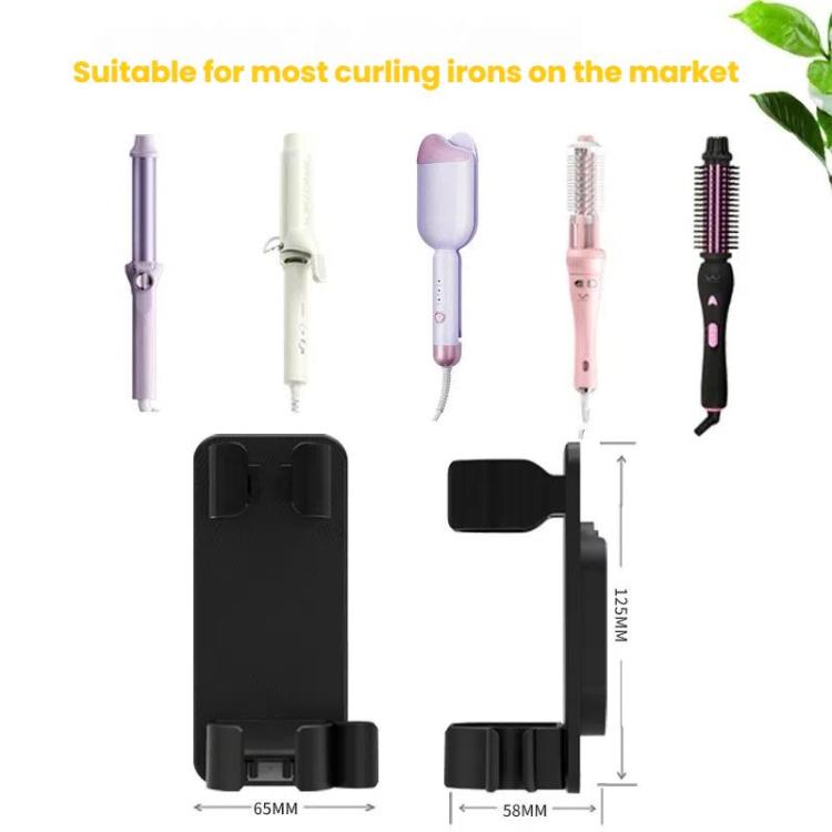 Bathroom Wall-Mounted Curling Iron Organizer Holder with Adjustable Clamps Built-In Cord Wrap